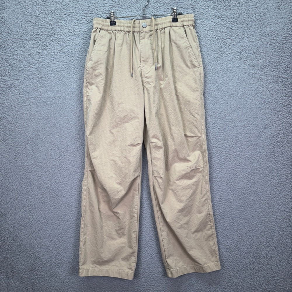 YoungLA Pants Mens L Tan Khaki Core Flight Pant Baggy Gorp Gym Lounge Comfort